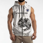 Custom New Zealand Kiwi Football Sleeveless Zip Hoodie Aotearoa Silver Fern LT14