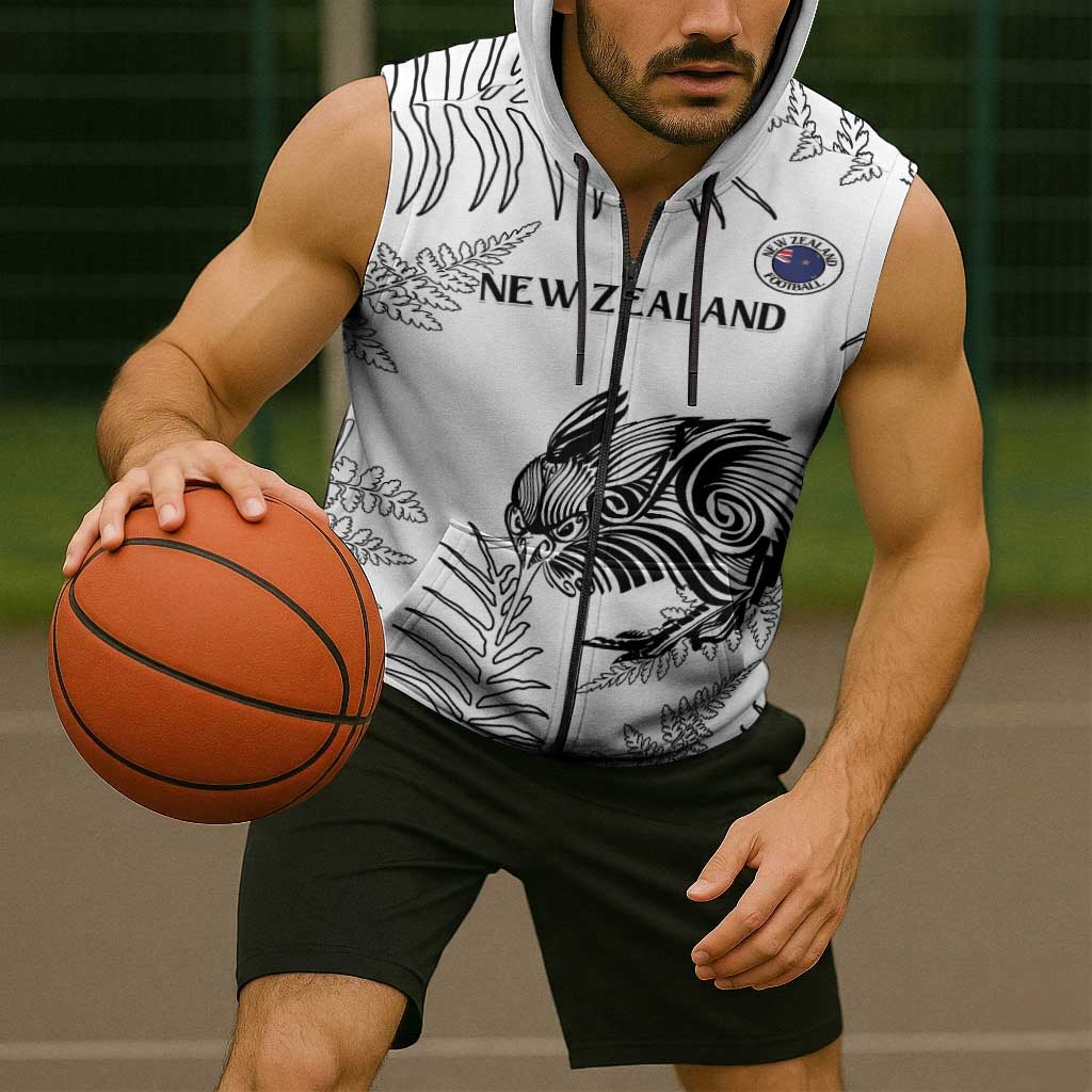 Custom New Zealand Kiwi Football Sleeveless Zip Hoodie Aotearoa Silver Fern LT14