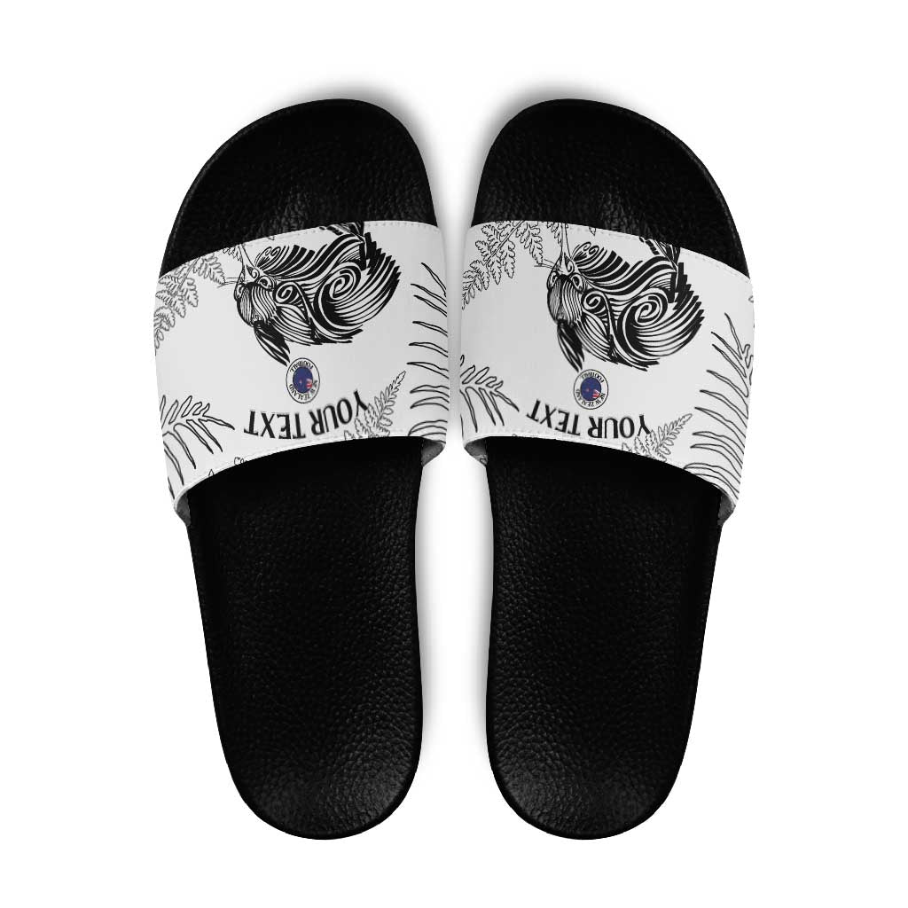 Custom New Zealand Kiwi Football Slide Sandals Aotearoa Silver Fern - Aussie Hoodie
