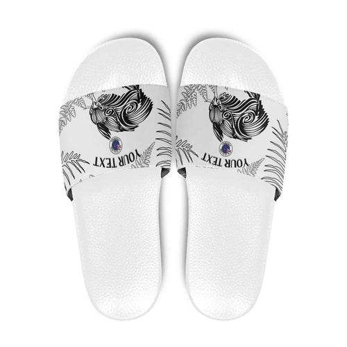 Custom New Zealand Kiwi Football Slide Sandals Aotearoa Silver Fern - Aussie Hoodie