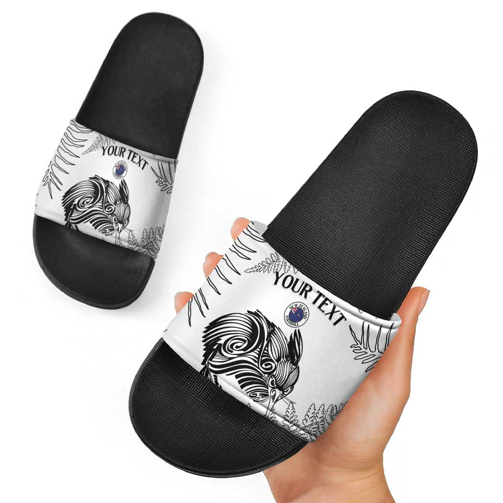 Custom New Zealand Kiwi Football Slide Sandals Aotearoa Silver Fern - Aussie Hoodie