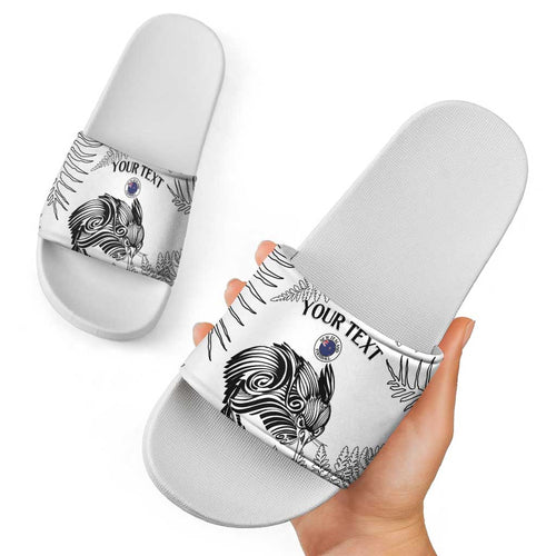 Custom New Zealand Kiwi Football Slide Sandals Aotearoa Silver Fern - Aussie Hoodie