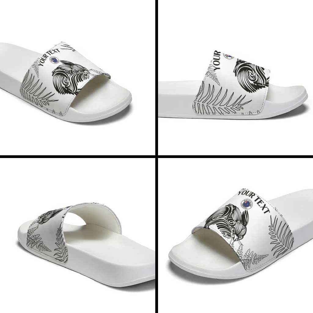 Custom New Zealand Kiwi Football Slide Sandals Aotearoa Silver Fern - Aussie Hoodie