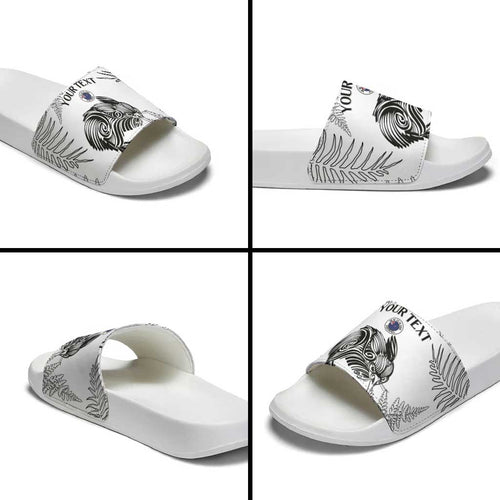 Custom New Zealand Kiwi Football Slide Sandals Aotearoa Silver Fern - Aussie Hoodie