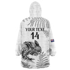 Custom New Zealand Kiwi Football Wearable Blanket Hoodie Aotearoa Silver Fern