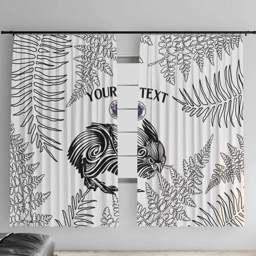 Custom New Zealand Kiwi Football Window Curtain Aotearoa Silver Fern