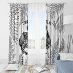 Custom New Zealand Kiwi Football Window Curtain Aotearoa Silver Fern