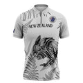 Custom New Zealand Kiwi Football Zipper Polo Shirt Aotearoa Silver Fern - Aussie Hoodie