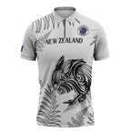 Custom New Zealand Kiwi Football Zipper Polo Shirt Aotearoa Silver Fern - Aussie Hoodie