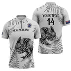 Custom New Zealand Kiwi Football Zipper Polo Shirt Aotearoa Silver Fern - Aussie Hoodie