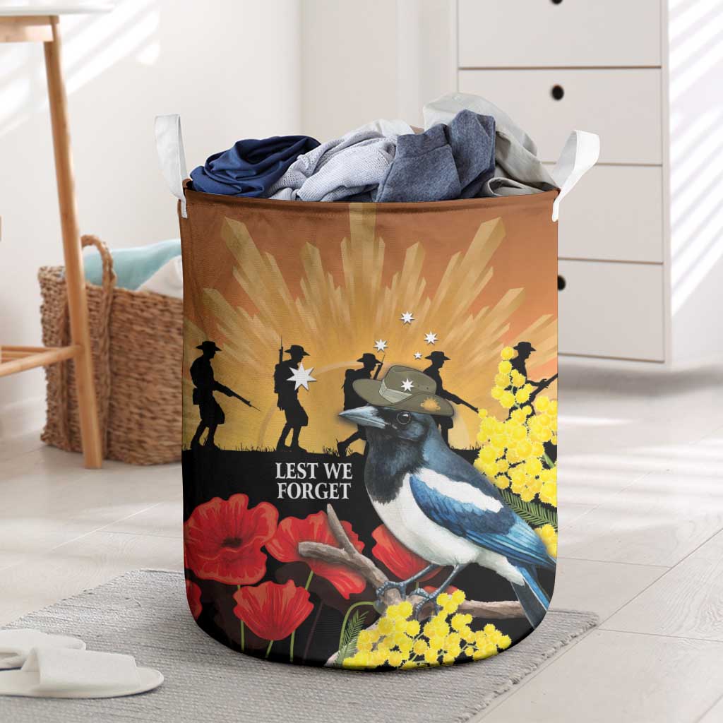 Australia Magpie ANZAC Day Laundry Basket Rising Sun 25th April Poppy Golden Wattle - Aussie Hoodie