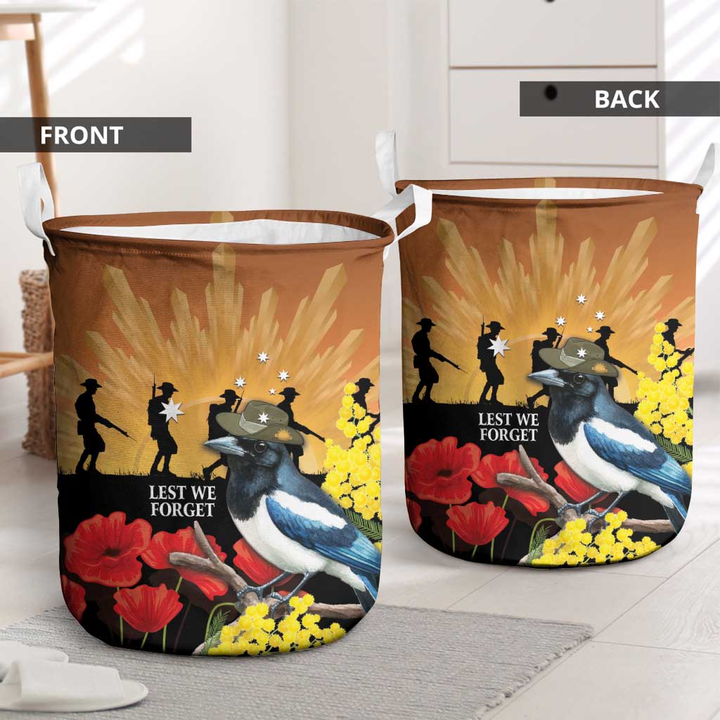 Australia Magpie ANZAC Day Laundry Basket Rising Sun 25th April Poppy Golden Wattle - Aussie Hoodie