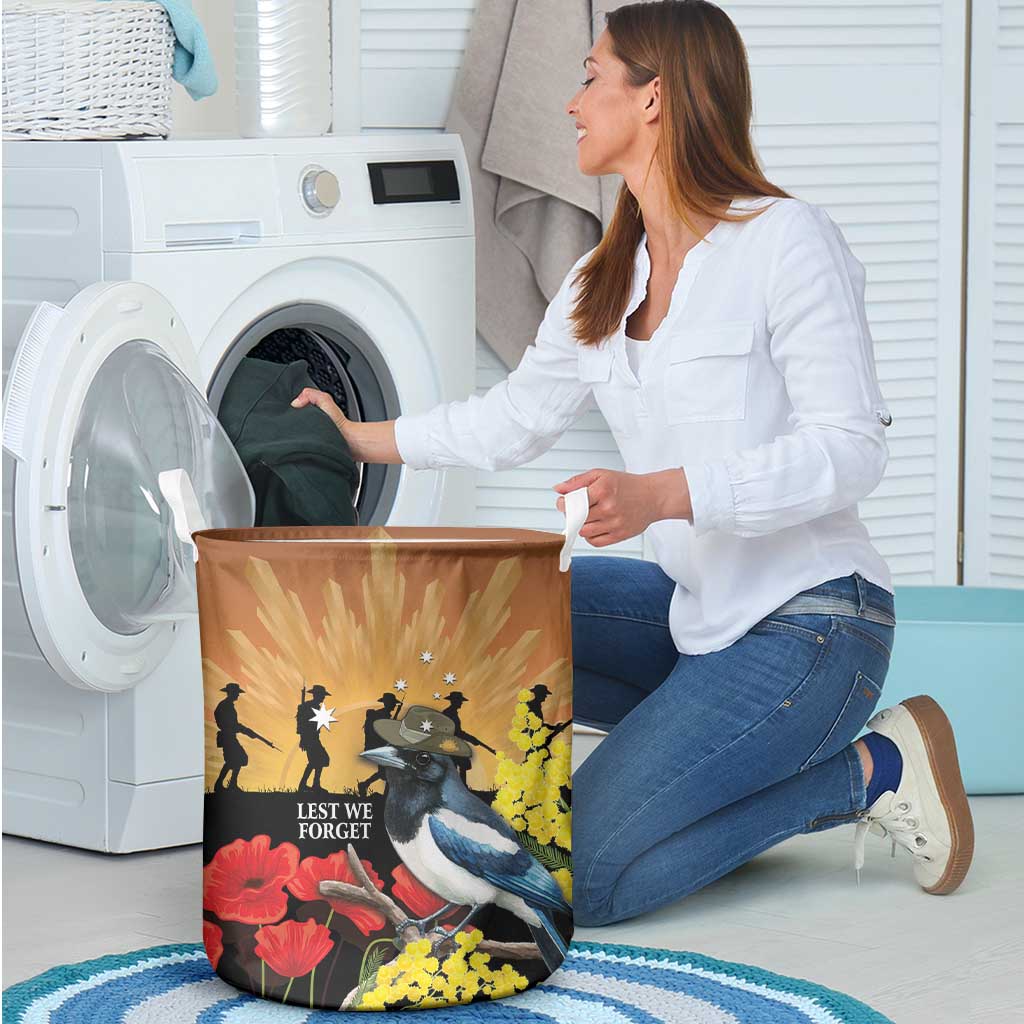 Australia Magpie ANZAC Day Laundry Basket Rising Sun 25th April Poppy Golden Wattle - Aussie Hoodie