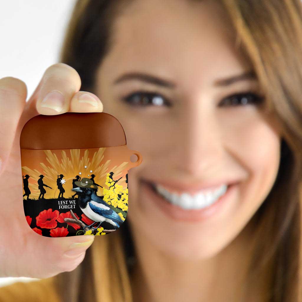 Australia Magpie ANZAC Day AirPods Case Rising Sun 25th April Poppy Golden Wattle - Aussie Hoodie