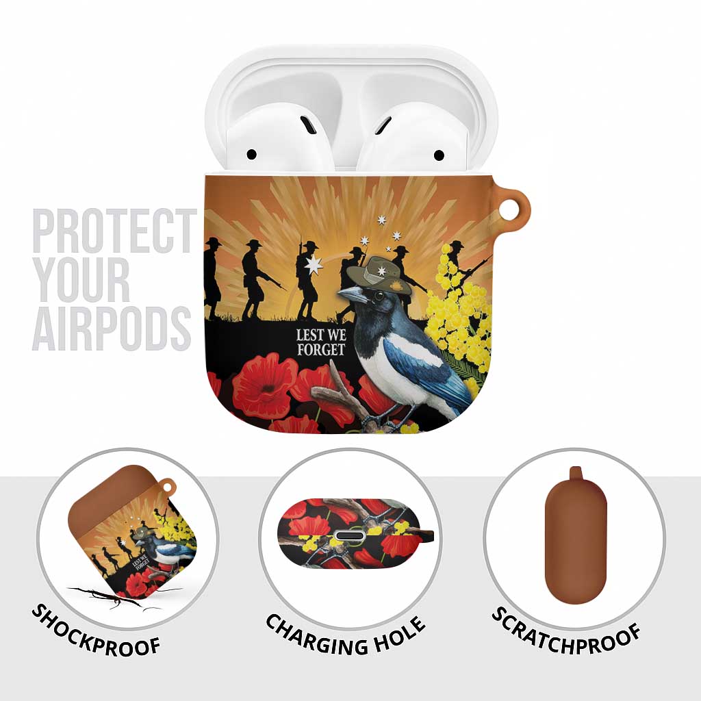 Australia Magpie ANZAC Day AirPods Case Rising Sun 25th April Poppy Golden Wattle - Aussie Hoodie