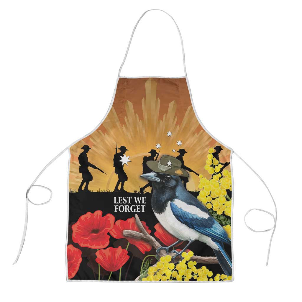 Australia Magpie ANZAC Day Apron Rising Sun 25th April Poppy Golden Wattle - Aussie Hoodie