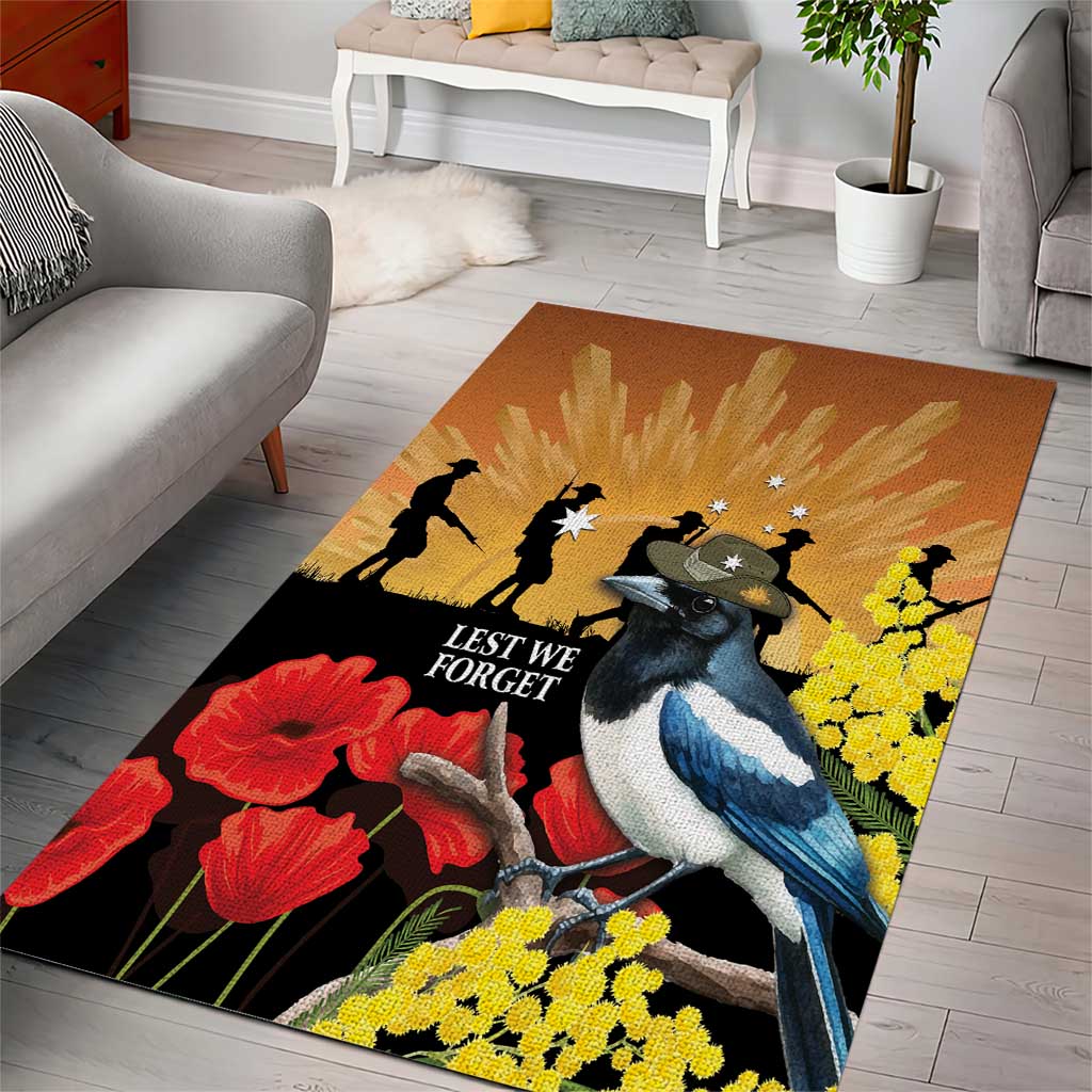 Australia Magpie ANZAC Day Area Rug Rising Sun 25th April Poppy Golden Wattle - Aussie Hoodie
