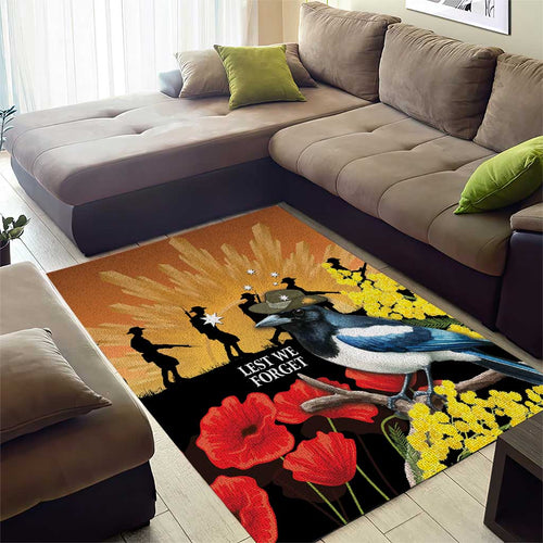 Australia Magpie ANZAC Day Area Rug Rising Sun 25th April Poppy Golden Wattle - Aussie Hoodie