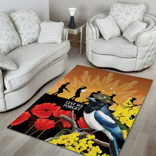 Australia Magpie ANZAC Day Area Rug Rising Sun 25th April Poppy Golden Wattle - Aussie Hoodie
