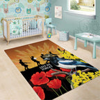 Australia Magpie ANZAC Day Area Rug Rising Sun 25th April Poppy Golden Wattle - Aussie Hoodie