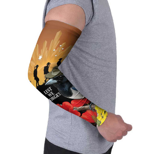 Australia Magpie ANZAC Day Arm Sleeves Rising Sun 25th April Poppy Golden Wattle - Aussie Hoodie