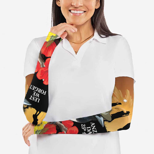 Australia Magpie ANZAC Day Arm Sleeves Rising Sun 25th April Poppy Golden Wattle - Aussie Hoodie