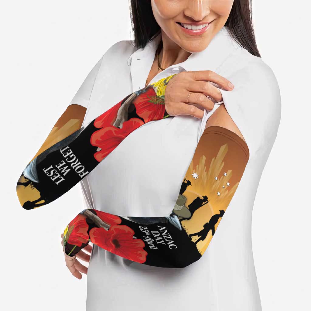 Australia Magpie ANZAC Day Arm Sleeves Rising Sun 25th April Poppy Golden Wattle - Aussie Hoodie