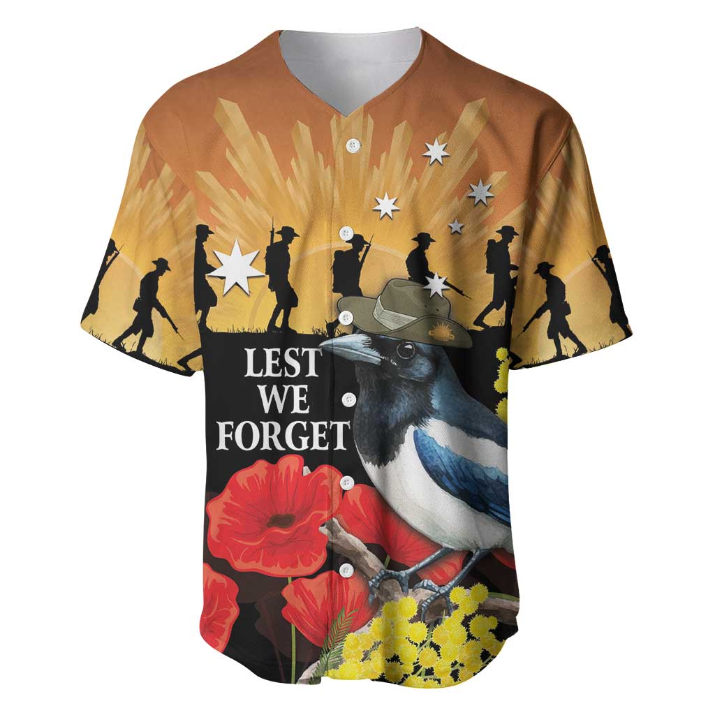 Australia Magpie ANZAC Day Baseball Jersey Rising Sun 25th April Poppy Golden Wattle - Aussie Hoodie