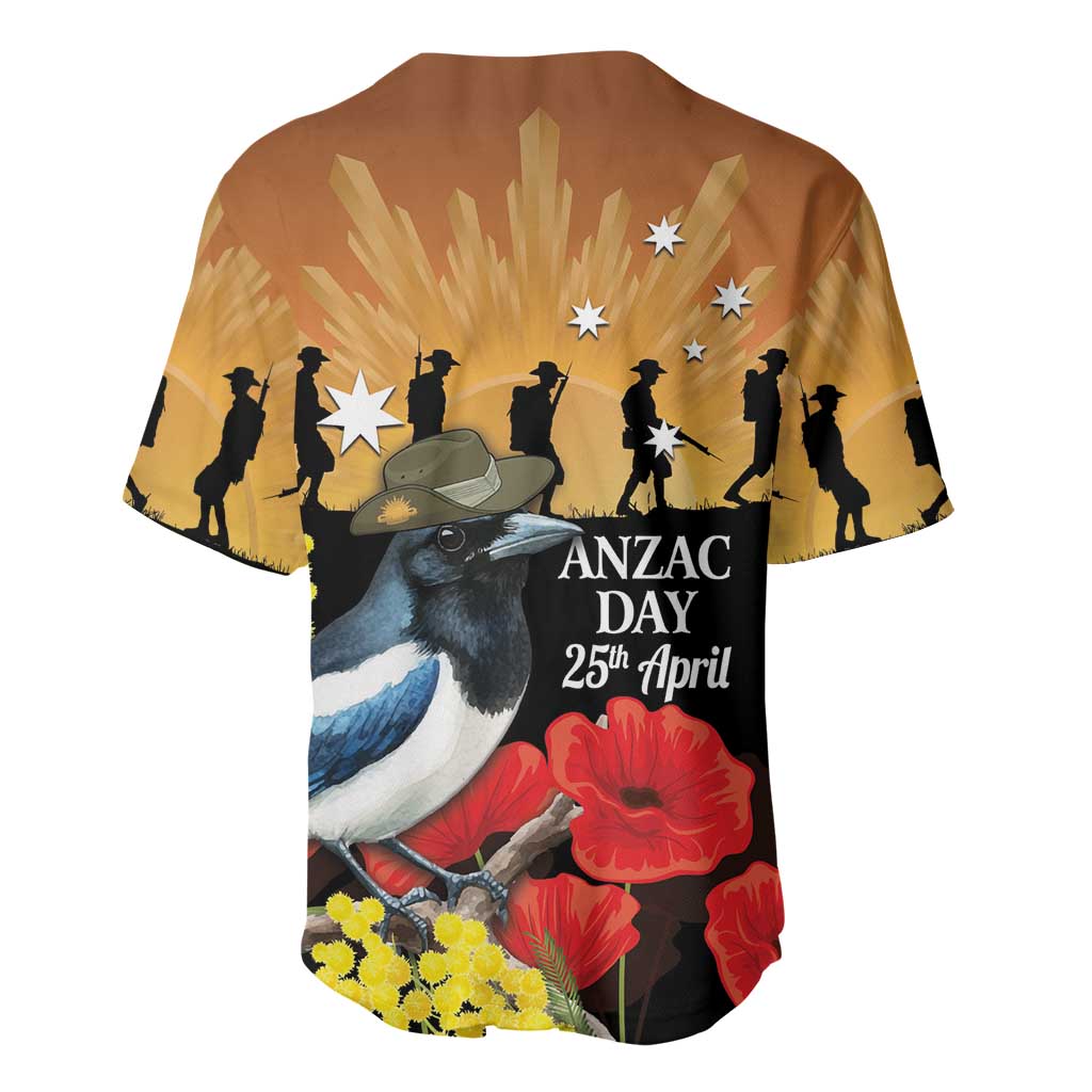 Australia Magpie ANZAC Day Baseball Jersey Rising Sun 25th April Poppy Golden Wattle - Aussie Hoodie