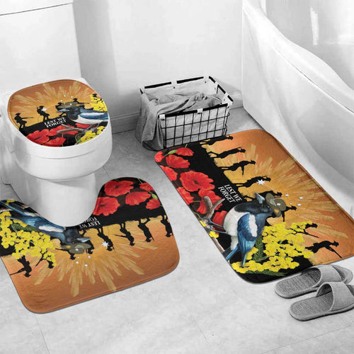 Australia Magpie ANZAC Day Bathroom Set Rising Sun 25th April Poppy Golden Wattle - Aussie Hoodie