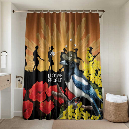 Australia Magpie ANZAC Day Bathroom Set Rising Sun 25th April Poppy Golden Wattle - Aussie Hoodie