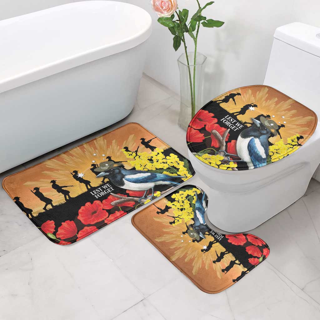 Australia Magpie ANZAC Day Bathroom Set Rising Sun 25th April Poppy Golden Wattle - Aussie Hoodie