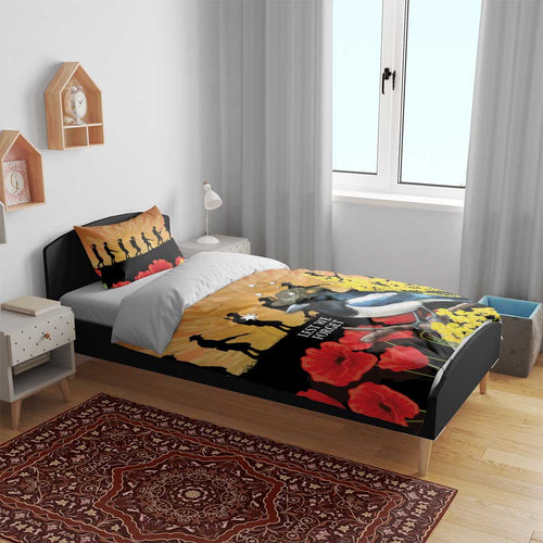 Australia Magpie ANZAC Day Bedding Set Rising Sun 25th April Poppy Golden Wattle - Aussie Hoodie