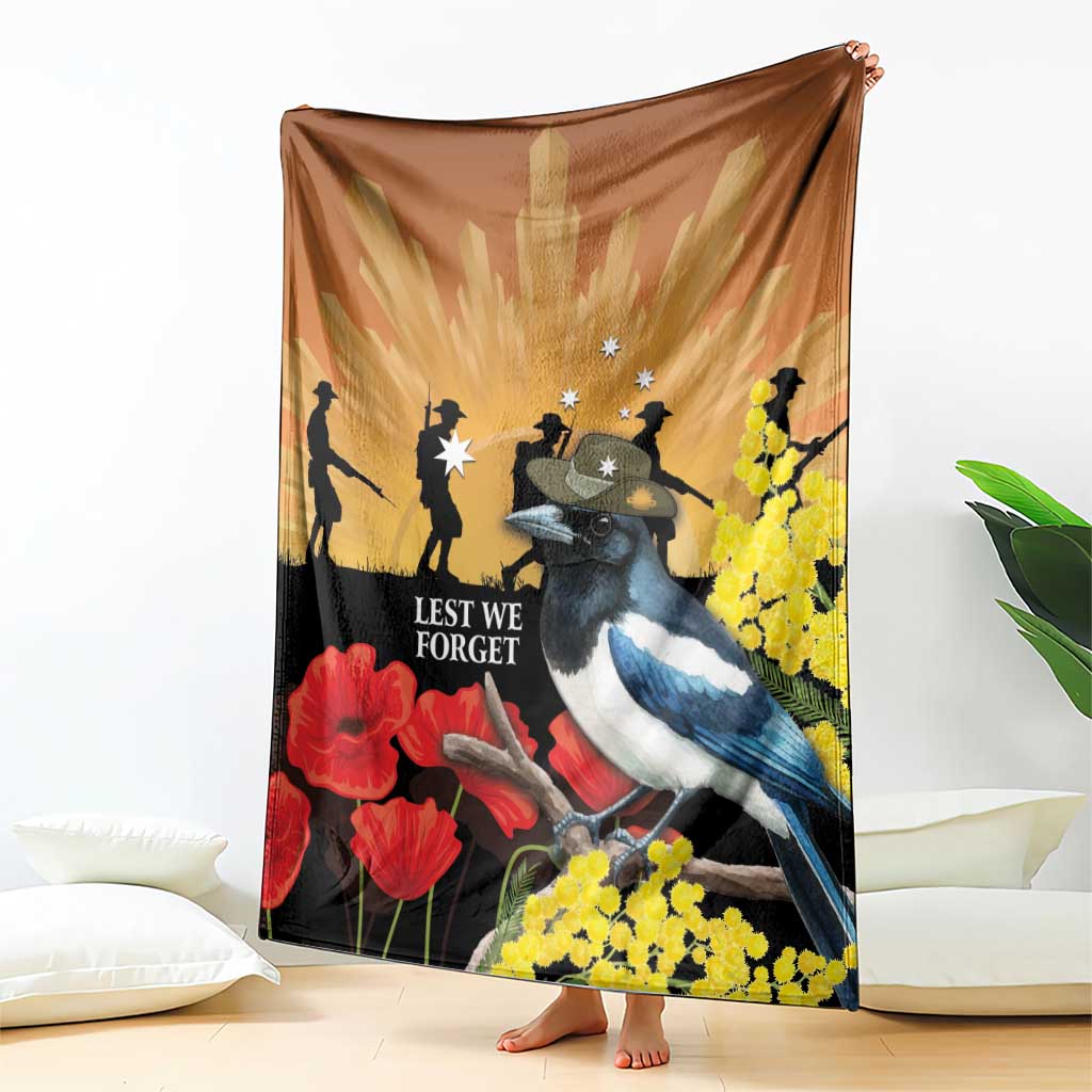 Australia Magpie ANZAC Day Blanket Rising Sun 25th April Poppy Golden Wattle - Aussie Hoodie