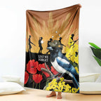 Australia Magpie ANZAC Day Blanket Rising Sun 25th April Poppy Golden Wattle - Aussie Hoodie