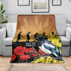 Australia Magpie ANZAC Day Blanket Rising Sun 25th April Poppy Golden Wattle - Aussie Hoodie