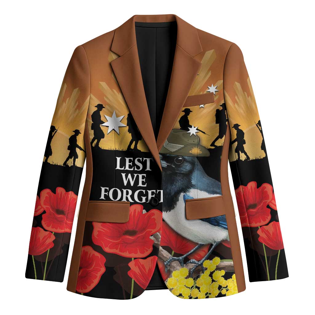 Australia Magpie ANZAC Day Blazer Rising Sun 25th April Poppy Golden Wattle - Aussie Hoodie