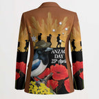 Australia Magpie ANZAC Day Blazer Rising Sun 25th April Poppy Golden Wattle - Aussie Hoodie