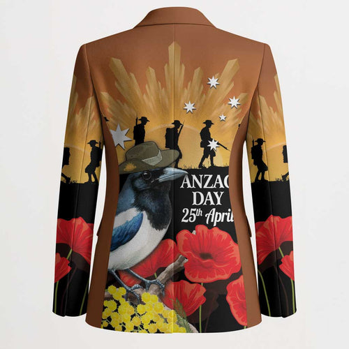 Australia Magpie ANZAC Day Blazer Rising Sun 25th April Poppy Golden Wattle - Aussie Hoodie