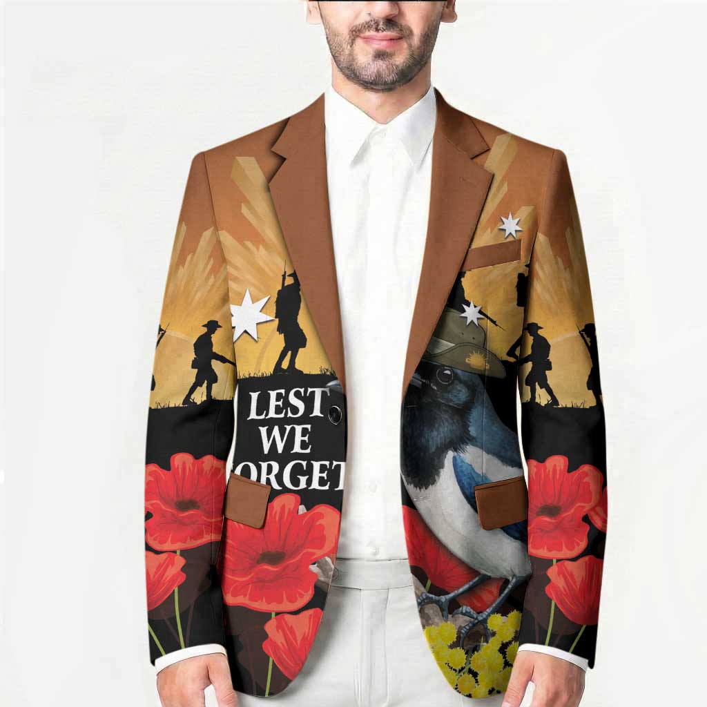 Australia Magpie ANZAC Day Blazer Rising Sun 25th April Poppy Golden Wattle - Aussie Hoodie