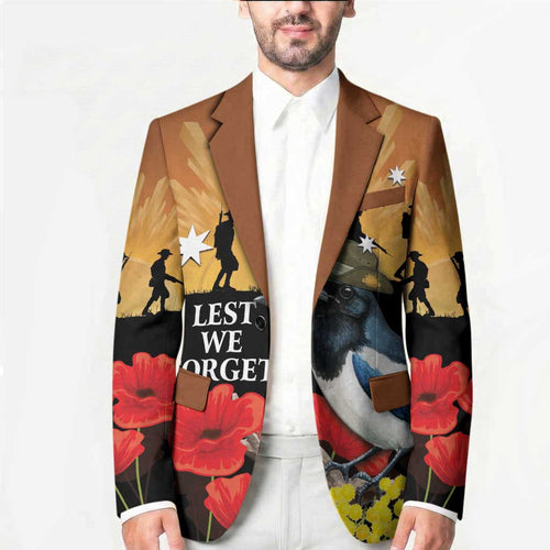 Australia Magpie ANZAC Day Blazer Rising Sun 25th April Poppy Golden Wattle - Aussie Hoodie