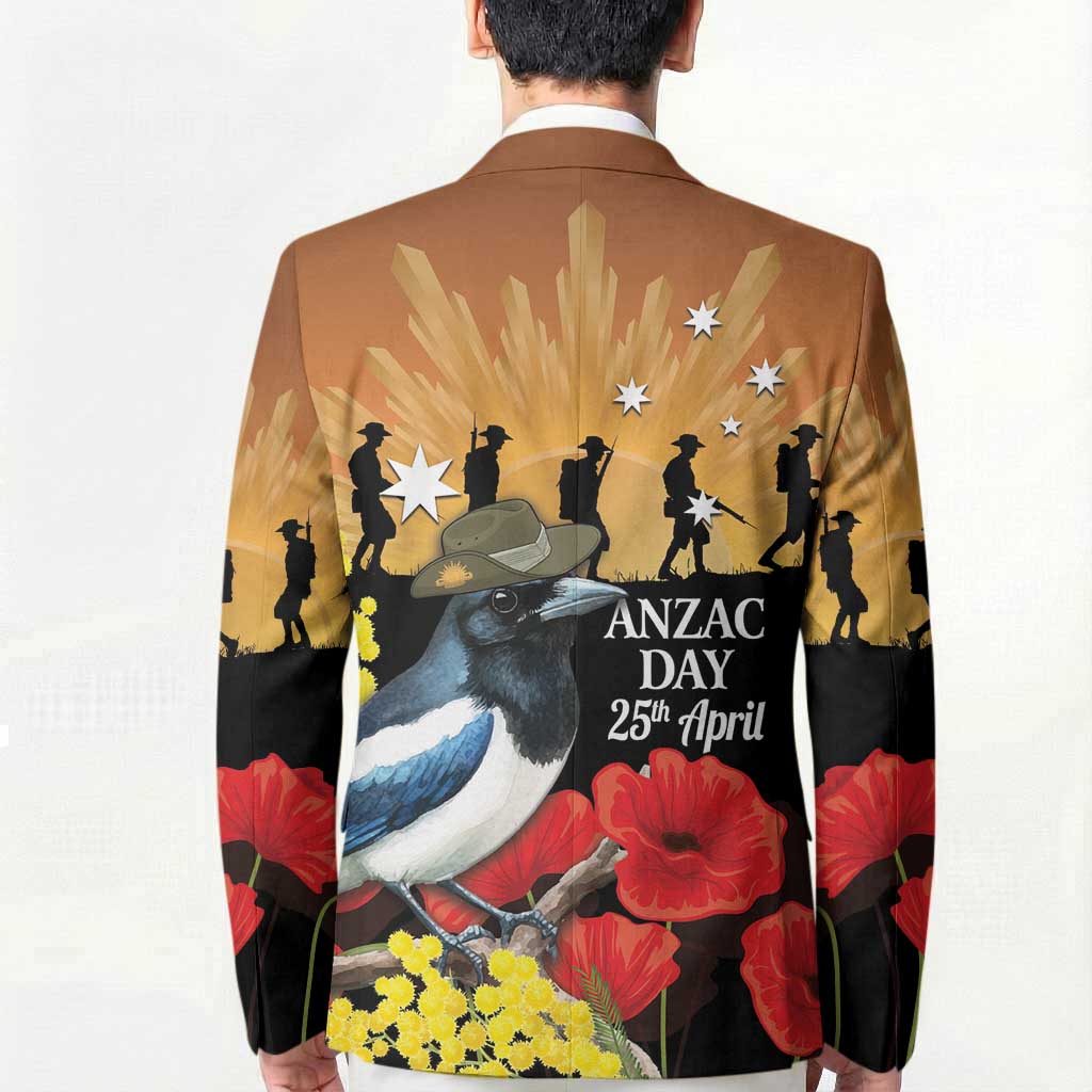 Australia Magpie ANZAC Day Blazer Rising Sun 25th April Poppy Golden Wattle - Aussie Hoodie