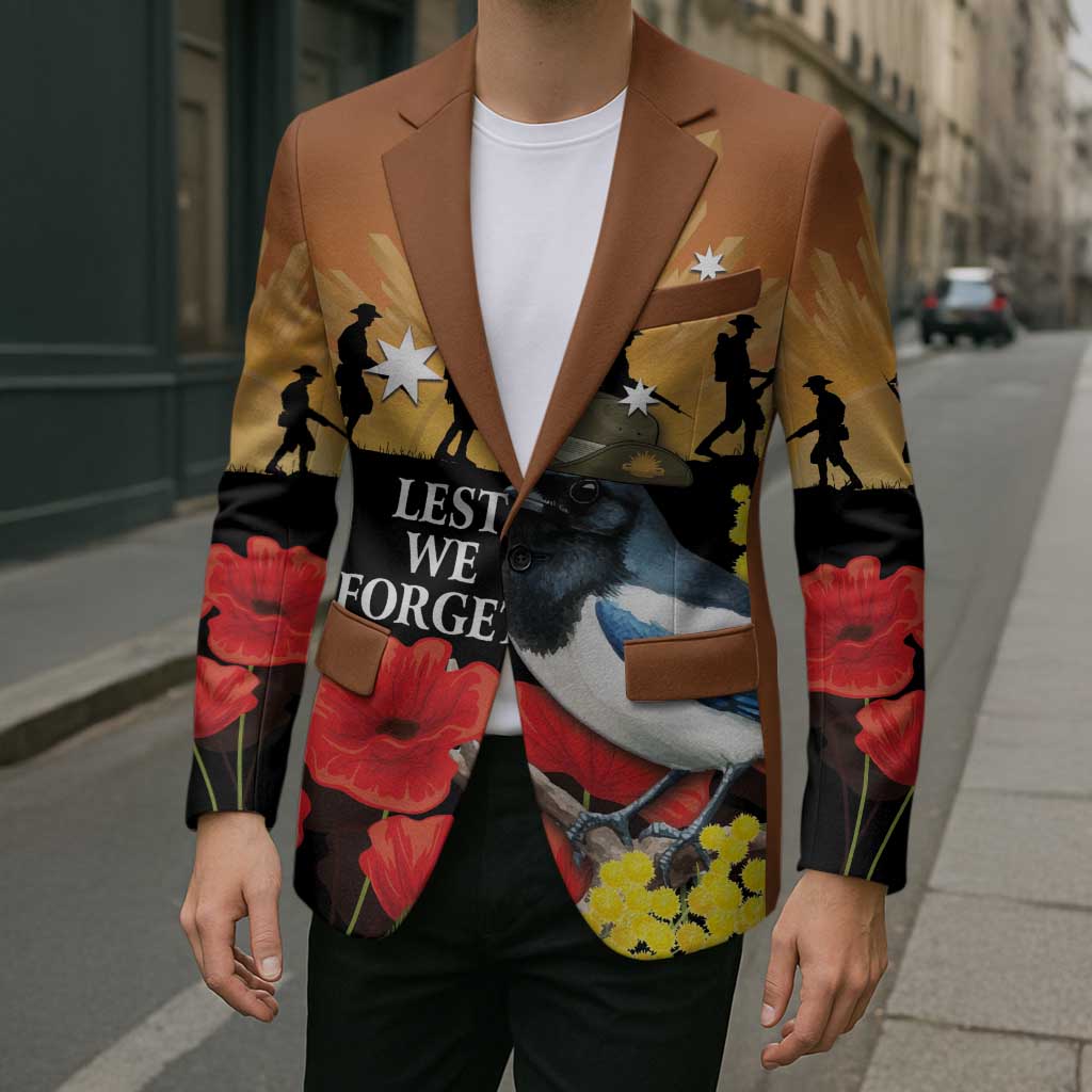 Australia Magpie ANZAC Day Blazer Rising Sun 25th April Poppy Golden Wattle - Aussie Hoodie