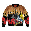 Australia Magpie ANZAC Day Bomber Jacket Rising Sun 25th April Poppy Golden Wattle - Aussie Hoodie