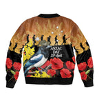 Australia Magpie ANZAC Day Bomber Jacket Rising Sun 25th April Poppy Golden Wattle - Aussie Hoodie
