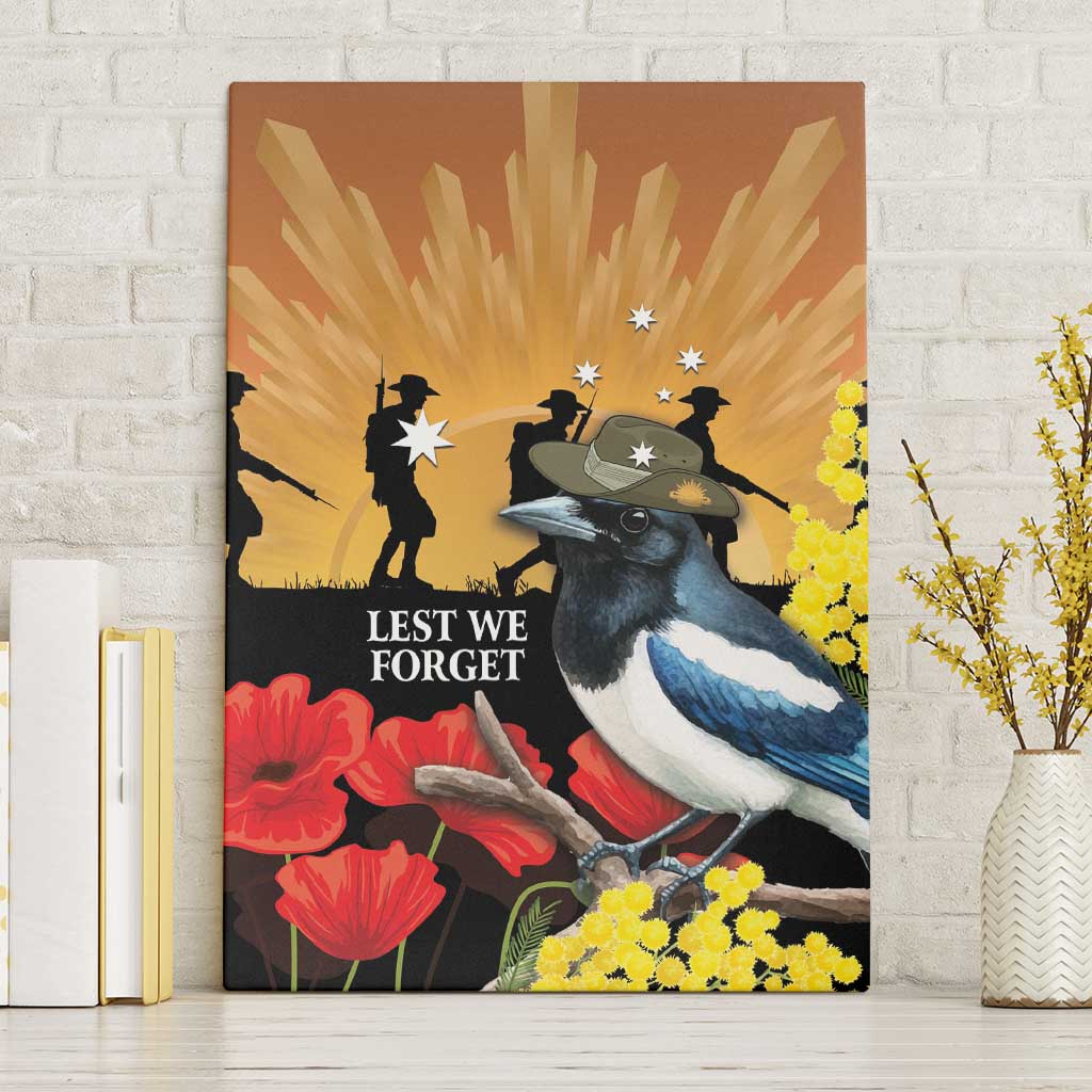 Australia Magpie ANZAC Day Canvas Wall Art Rising Sun 25th April Poppy Golden Wattle - Aussie Hoodie