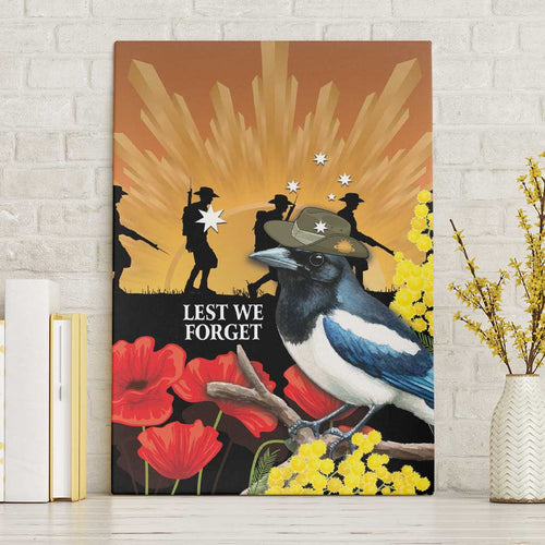 Australia Magpie ANZAC Day Canvas Wall Art Rising Sun 25th April Poppy Golden Wattle - Aussie Hoodie