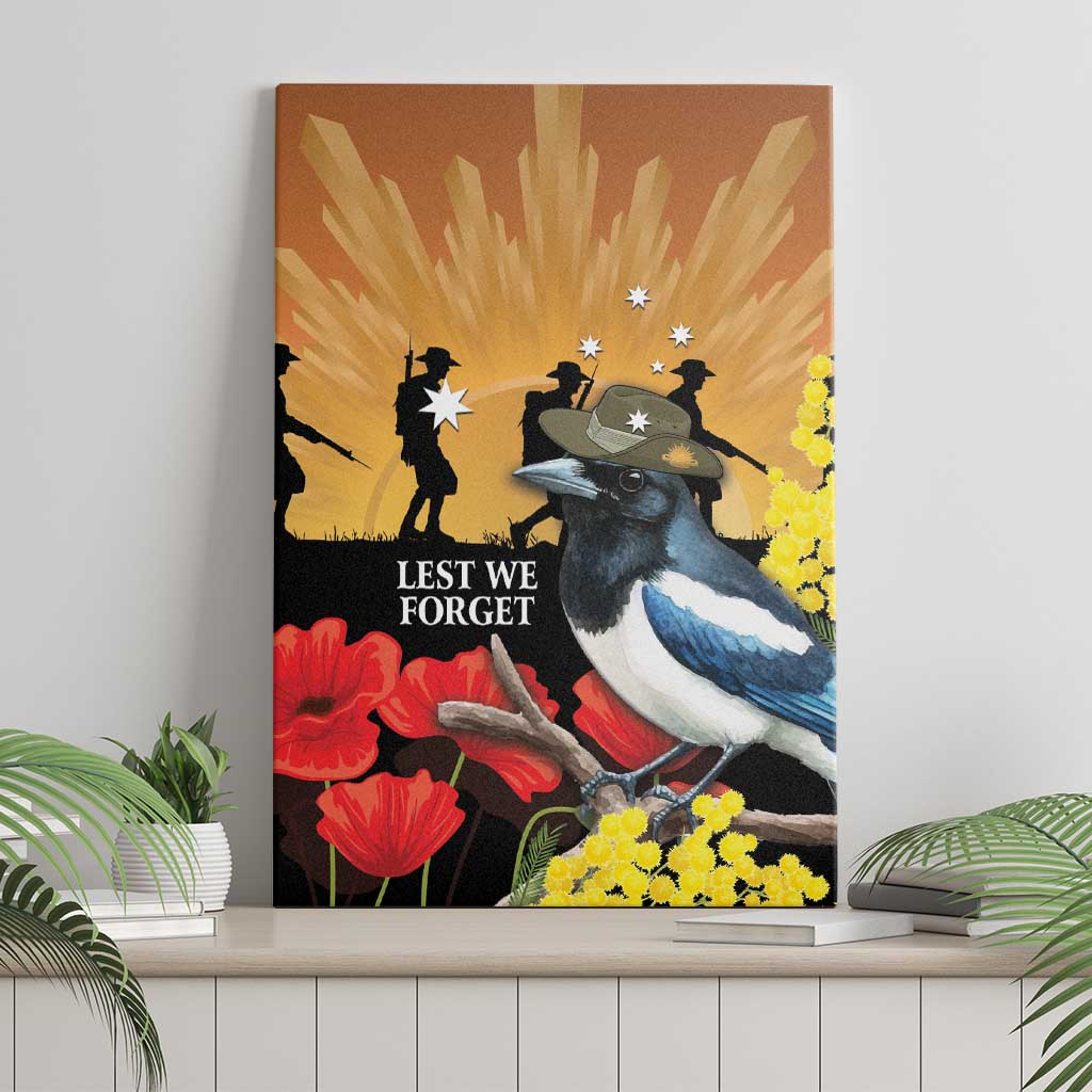 Australia Magpie ANZAC Day Canvas Wall Art Rising Sun 25th April Poppy Golden Wattle - Aussie Hoodie