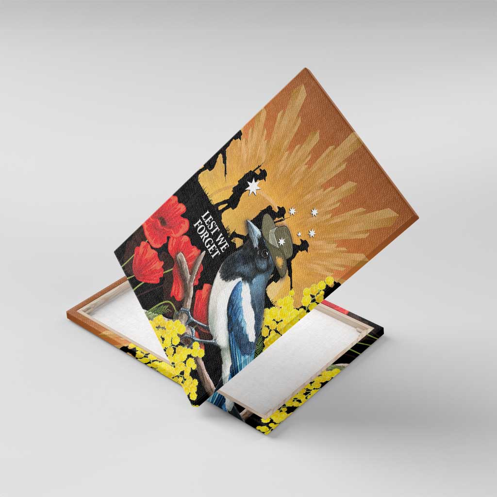 Australia Magpie ANZAC Day Canvas Wall Art Rising Sun 25th April Poppy Golden Wattle - Aussie Hoodie