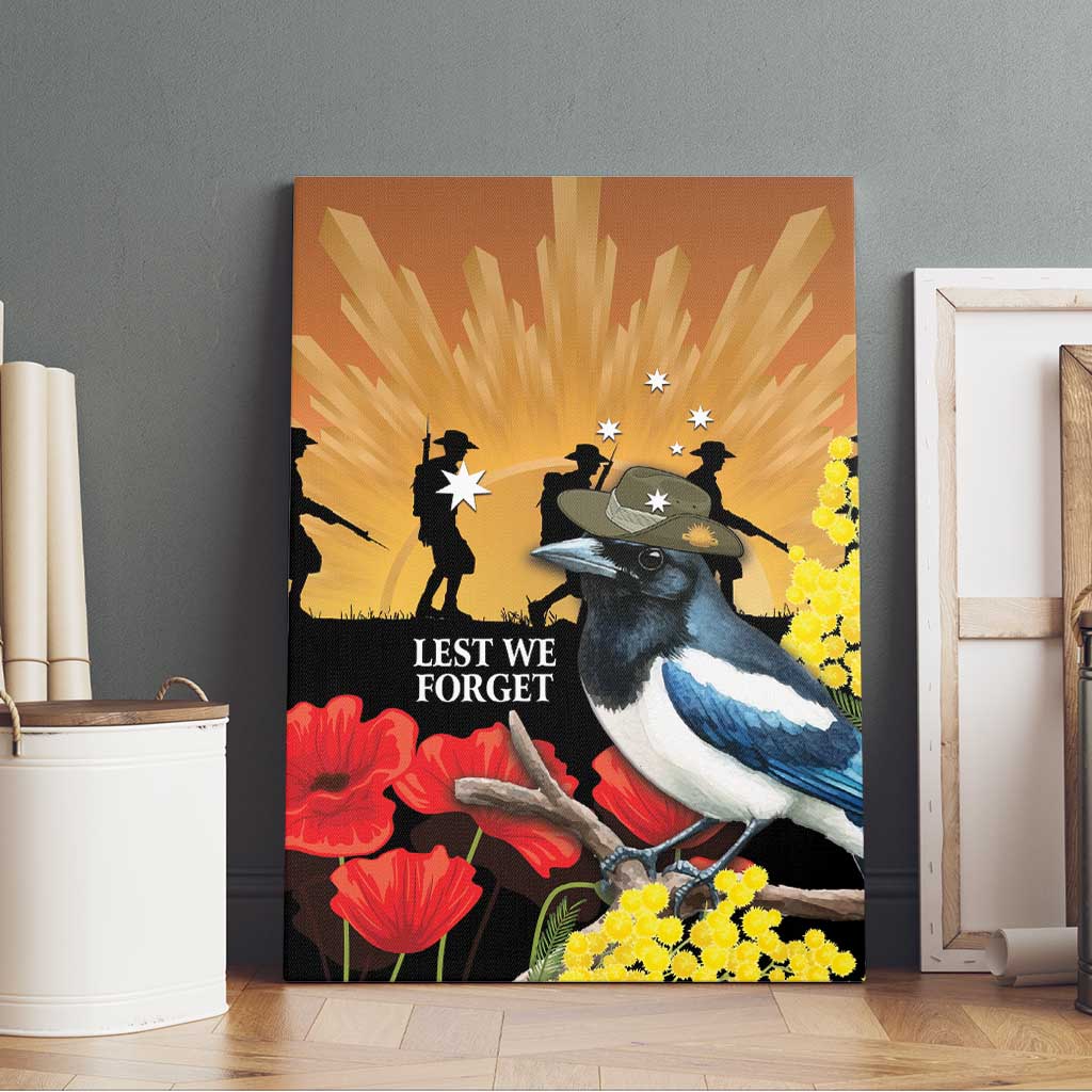 Australia Magpie ANZAC Day Canvas Wall Art Rising Sun 25th April Poppy Golden Wattle - Aussie Hoodie